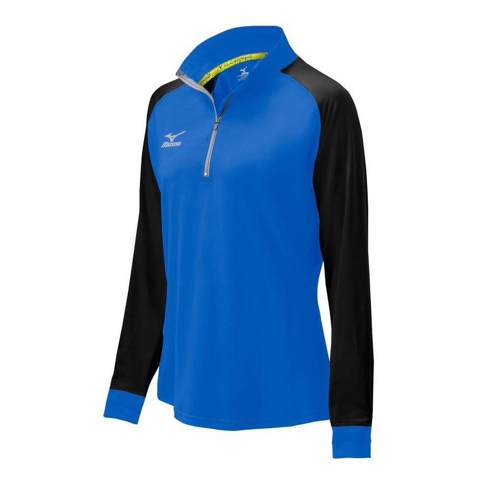 Mizuno Elite 9 Prime 1/2 Cipzáros Női Jacke Királykék/Fekete GEQ037254